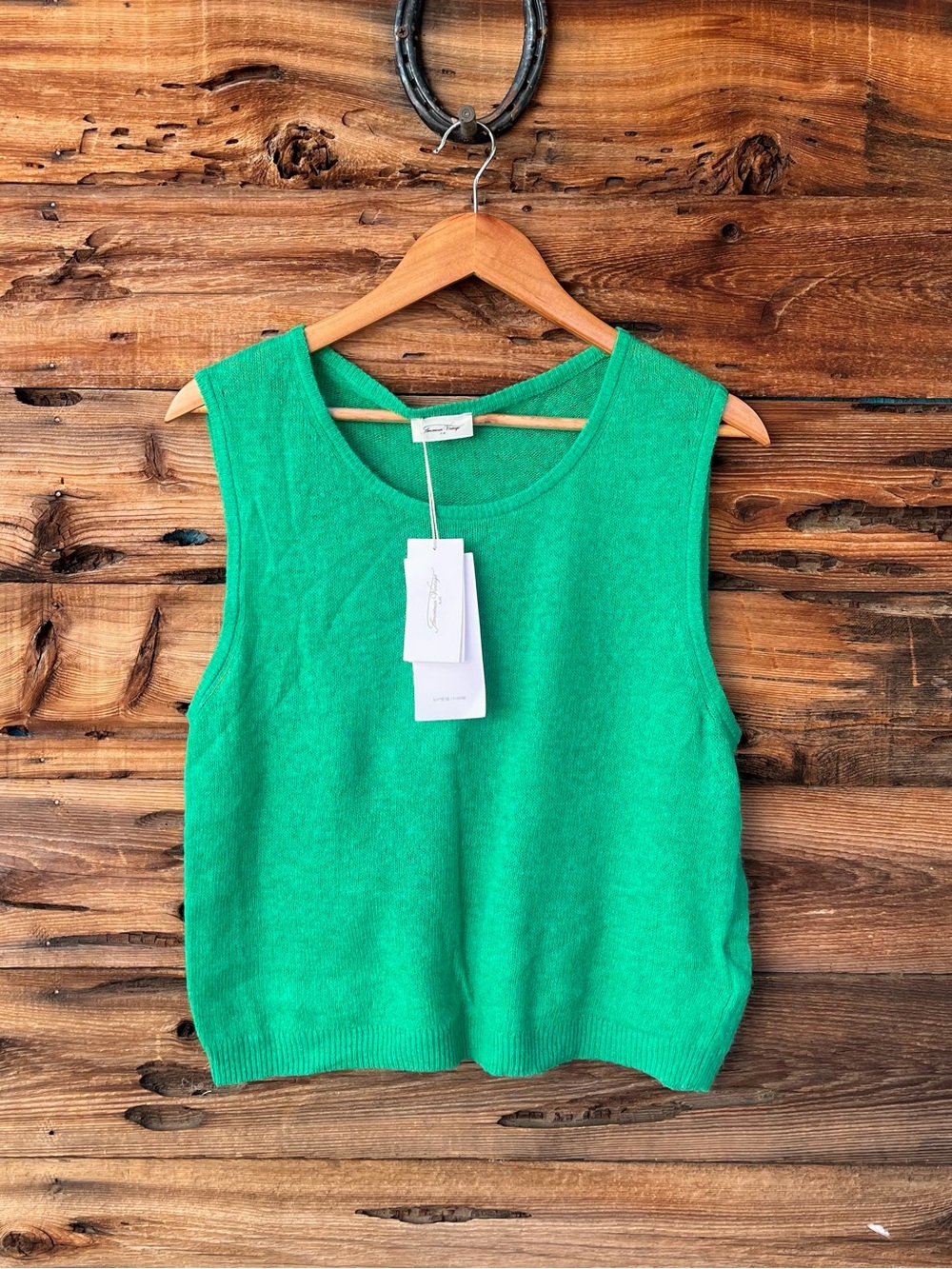 AMERICAN VINTAGE | NWT Wool Bright Green Sleeveless Knit Jumper Tank M